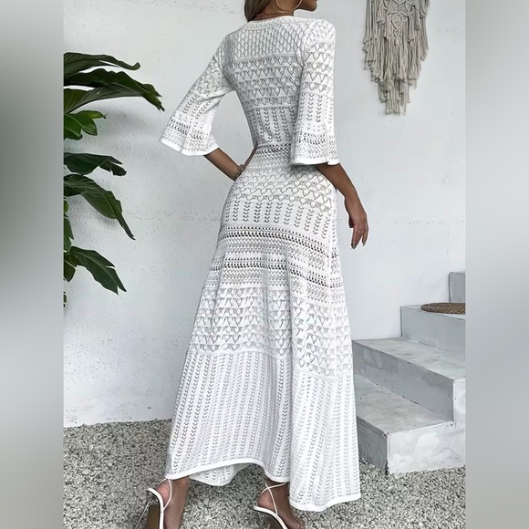 V-Neck Knit Maxi Dress/Coverup - Picture 3 of 17